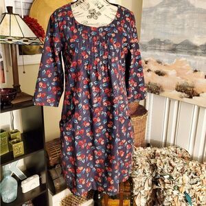 Seasalt Cornwall Floral Multicolored 100% Cotton Casual Midi Dress.